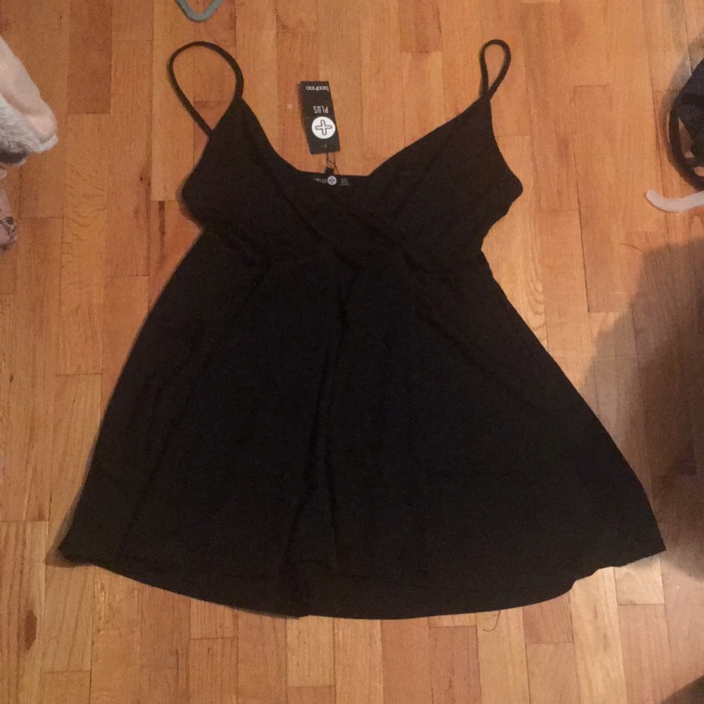 Plus size black spaghetti strap romper